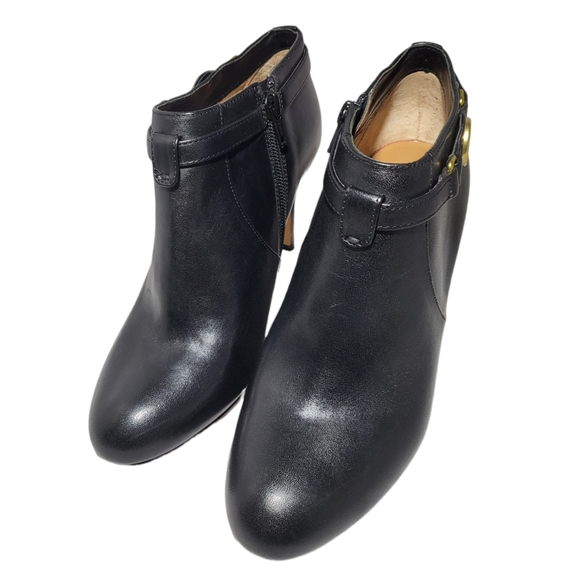 Black Ankle Booties Coach Salene Soft Leather with Stilleto Heels - Picture 6 of 11